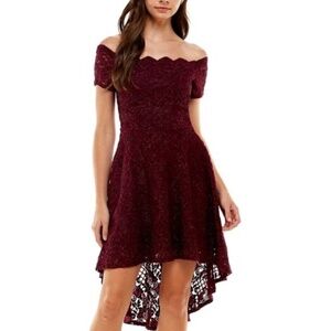 City Studios off the shoulder high-low dress